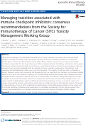 Cover page: Managing toxicities associated with immune checkpoint inhibitors: consensus recommendations from the Society for Immunotherapy of Cancer (SITC) Toxicity Management Working Group