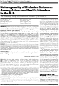 Cover page: Heterogeneity of diabetes outcomes among asians and pacific islanders in the US: the diabetes study of northern california (DISTANCE).