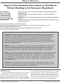 Cover page: Impact of Post-Intubation Interventions on Mortality in Patients Boarding in the Emergency Department