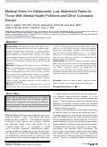 Cover page: Medical Home for Adolescents: Low Attainment Rates for Those With Mental Health Problems and Other Vulnerable Groups