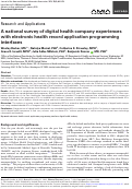 Cover page: A national survey of digital health company experiences with electronic health record application programming interfaces.