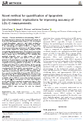 Cover page: Novel method for quantification of lipoprotein(a)-cholesterol: implications for improving accuracy of LDL-C measurements