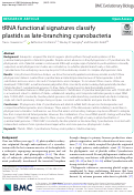 Cover page: tRNA functional signatures classify plastids as late-branching cyanobacteria