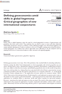 Cover page: Defining geoeconomics amid shifts in global hegemony: Critical geographies of new international conjunctures