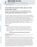 Cover page: Priority COVID-19 Vaccination for Patients with Cancer while Vaccine Supply Is Limited