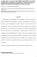 Cover page: Complexation of Lactate with Nd(III) and Eu(III) at Variable Temperatures: Studies by Potentiometry, Microcalorimetry, Optical Absorption and Luminescence Spectroscopy