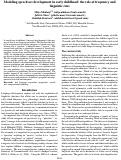 Cover page: Modeling speech act development in early childhood: the role of frequency and linguistic cues