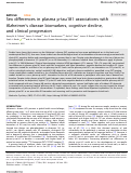 Cover page: Sex differences in plasma p-tau181 associations with Alzheimer’s disease biomarkers, cognitive decline, and clinical progression