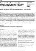 Cover page: Superficial Zone Extracellular Matrix Extracts Enhance Boundary Lubrication of Self-Assembled Articular Cartilage