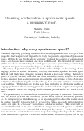 Cover page: Measuring Coarticulation in Spontaneous Speech: A Preliminary Report