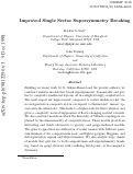 Cover page: Improved single sector supersymmetry breaking