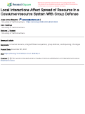 Cover page: Local interactions affect spread of resource in a consumer-resource system with group defense