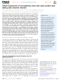 Cover page: Initial impressions of compatibility and mate value predict later dating and romantic interest.