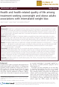 Cover page: Health and health-related quality of life among treatment-seeking overweight and obese adults: associations with internalized weight bias