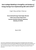 Cover page: Duct Leakage Modeling in EnergyPlus and Analysis of Energy Savings from Implementing SAV with InCITe