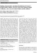 Cover page: Sighting characteristics and photo-identification of Cuvier’s beaked whales (Ziphius cavirostris) near San Clemente Island, California: a key area for beaked whales and the military?