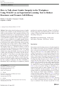 Cover page: How to Talk about Gender Inequity in the Workplace: Using WAGES as an Experiential Learning Tool to Reduce Reactance and Promote Self-Efficacy