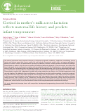 Cover page: Cortisol in mother’s milk across lactation reflects maternal life history and predicts infant temperament