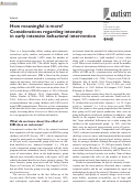 Cover page: How meaningful is more? Considerations regarding intensity in early intensive behavioral intervention