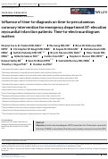 Cover page: Influence of time-to-diagnosis on time-to-percutaneous coronary intervention for emergency department ST-elevation myocardial infarction patients: Time-to-electrocardiogram matters.