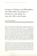 Cover page: Creations of Mystics and Philosophers: The White Man's Perceptions of Northwest Coast indian Art from the 1930s to the Present