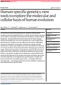 Cover page: Human-specific genetics: new tools to explore the molecular and cellular basis of human evolution.