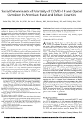 Cover page: Social Determinants of Mortality of COVID-19 and Opioid Overdose in American Rural and Urban Counties