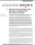 Cover page: Bioactive Thymosin Alpha-1 Does Not Influence F508del-CFTR Maturation and Activity