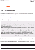 Cover page: Avoidant Restrictive Food Intake Disorder in Pediatric Liver Transplant Patients.