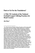 Cover page: Punt or Go For the Touchdown? A Title VII Analysis of the National Football League's Hiring Practices for Head Coaches