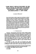 Cover page: "Now That I Speak English, No Me Dejan Hablar ['I'm Not Allowed to Speak']": The Implications of <em>Hernandez v. New York</em>