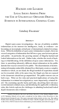 Cover page: Hacked and Leaked: Legal Issues Arising From the Use of Unlawfully Obtained Digital Evidence in International Criminal Cases