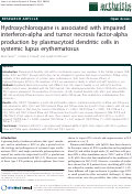 Cover page: Hydroxychloroquine is associated with impaired interferon-alpha and tumor necrosis factor-alpha production by plasmacytoid dendritic cells in systemic lupus erythematosus