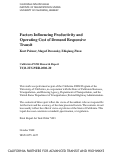 Cover page: Factors Influencing Productivity and Operating Cost of Demand Responsive Transit