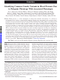 Cover page: Identifying Common Genetic Variants in Blood Pressure Due to Polygenic Pleiotropy With Associated Phenotypes