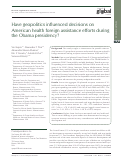 Cover page: Have geopolitics influenced decisions on American health foreign assistance efforts during the Obama presidency?