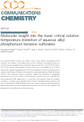 Cover page: Molecular insight into the lower critical solution temperature transition of aqueous alkyl phosphonium benzene sulfonates