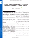 Cover page: Deciding What to Do: Developments in Children’s Spontaneous Monitoring of Cognitive Demands