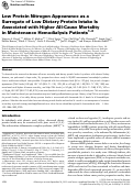 Cover page: Low Protein Nitrogen Appearance as a Surrogate of Low Dietary Protein Intake Is Associated with Higher All-Cause Mortality in Maintenance Hemodialysis Patients<sup>1</sup>
      <sup>2</sup>
      <sup>3</sup>