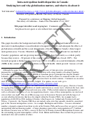Cover page of Intra-metropolitan health disparities in Canada: Studying how and why globalization matters, and what to do about it