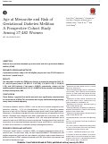 Cover page: Age at Menarche and Risk of Gestational Diabetes Mellitus: A Prospective Cohort Study Among 27,482 Women