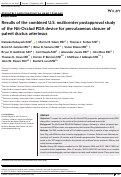 Cover page: Results of the combined U.S. multicenter postapproval study of the Nit‐Occlud PDA device for percutaneous closure of patent ductus arteriosus