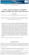Cover page: If, Why, and When Subjective Well‐Being Influences Health, and Future Needed Research