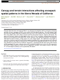 Cover page: Canopy and Terrain Interactions Affecting Snowpack Spatial Patterns in the Sierra Nevada of California