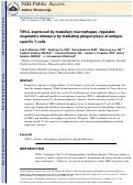 Cover page: TIM-4, expressed by medullary macrophages, regulates respiratory tolerance by mediating phagocytosis of antigen-specific T cells.