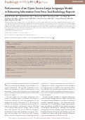 Cover page: Performance of an Open-Source Large Language Model in Extracting Information from Free-Text Radiology Reports.