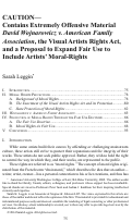 Cover page: CAUTION-Contains Extremely Offensive Material: <em>David Wojnarowicz V. American Family Association</em>, The Visual Artists Rights Act, and A Proposal To Expand Fair Use To Include Artists’ Moral-Rights