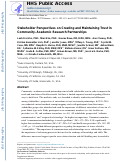 Cover page: Stakeholder Perspectives on Creating and Maintaining Trust in Community–Academic Research Partnerships