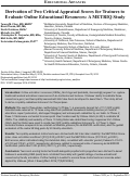 Cover page: Derivation of Two Critical Appraisal Scores for Trainees to Evaluate Online Educational Resources: A METRIQ Study