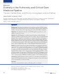 Cover page: Diversity in the Pulmonary and Critical Care Medicine Pipeline. Trends in Gender, Race, and Ethnicity among Applicants and Fellows.